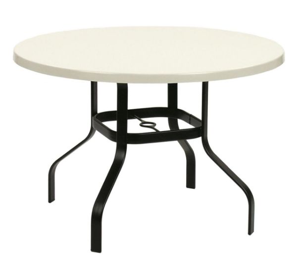 Picture of Commercial Fiberglass Dining Table Welded Base 48 Inch Round - Outdoor Patio Furniture – Model: 48WF