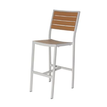 Show details for Napa Bar Side Chair (Silver & Teak) SC-2405-172 Picture of Napa Bar Side Chair (Silver & Teak) SC-2405-172