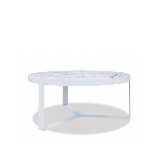 38" Honed Carrara Round Coffee Table Designer Outdoor Furniture