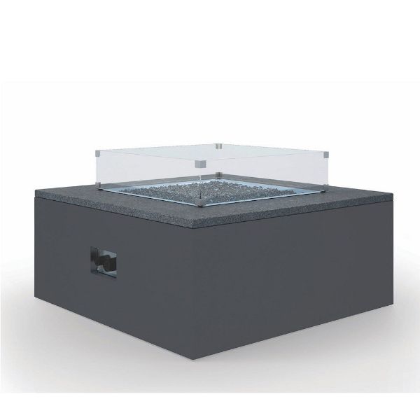 Black Granite Square Fire Table Designer Outdoor Furniture