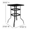 Barker 27.5" Square Black Tempered Glass Bar Height Metal Patio Bar Table TLH-073H-B-GG