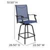 Valerie Patio Bar Height Stools Set of 2, All-Weather Textilene Swivel Patio Stools with High Back & Armrests in Navy 2-ET-SWVLPTO-30-NV-GG