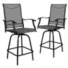 Valerie Patio Bar Height Stools Set of 2, All-Weather Textilene Swivel Patio Stools with High Back & Armrests in Gray 2-ET-SWVLPTO-30-GR-GG