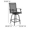 Valerie Patio Bar Height Stools Set of 2, All-Weather Textilene Swivel Patio Stools with High Back & Armrests in Black 2-ET-SWVLPTO-30-BK-GG