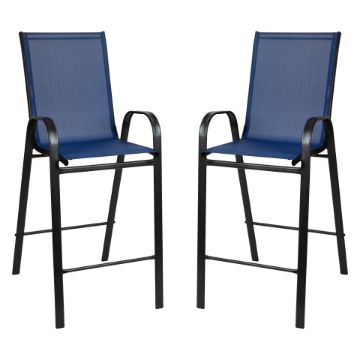 2 Pack Brazos Series Navy Outdoor Barstools with Flex Comfort Material and Metal Frame 2-JJ-092H-NV-GG 2 Pack Brazos Series Navy Outdoor Barstools with Flex Comfort Material and Metal Frame 2-JJ-092H-NV-GG
