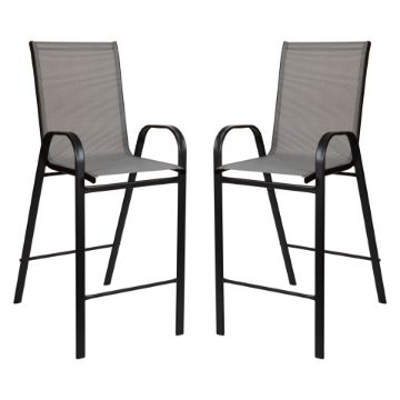 2 Pack Brazos Series Gray Outdoor Barstools with Flex Comfort Material and Metal Frame 2-JJ-092H-GR-GG 2 Pack Brazos Series Gray Outdoor Barstools with Flex Comfort Material and Metal Frame 2-JJ-092H-GR-GG