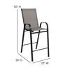 2 Pack Brazos Series Gray Outdoor Barstools with Flex Comfort Material and Metal Frame 2-JJ-092H-GR-GG