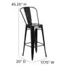 Kai Commercial Grade 30" High Black Metal Indoor-Outdoor Barstool with Removable Back CH-31320-30GB-BK-GG