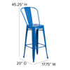 Kai Commercial Grade 30" High Blue Metal Indoor-Outdoor Barstool with Removable Back CH-31320-30GB-BL-GG