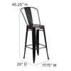 Kai Commercial Grade 30" High Black-Antique Gold Metal Indoor-Outdoor Barstool with Removable Back CH-31320-30GB-BQ-GG