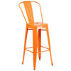 Kai Commercial Grade 30" High Orange Metal Indoor-Outdoor Barstool with Removable Back CH-31320-30GB-OR-GG