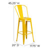 Kai Commercial Grade 30" High Yellow Metal Indoor-Outdoor Barstool with Removable Back CH-31320-30GB-YL-GG