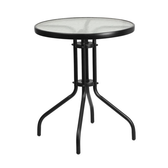 Bellamy 23.75'' Round Tempered Glass Metal Table TLH-070-1-GG