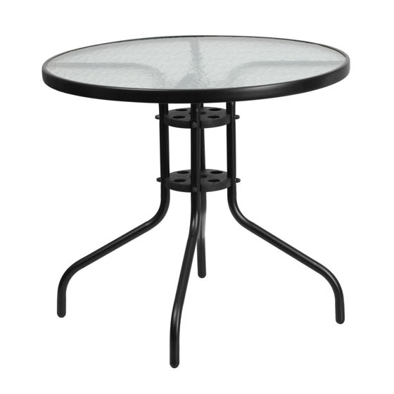 Bellamy 31.5'' Round Tempered Glass Metal Table TLH-070-2-GG