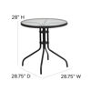 Barker 28'' Round Tempered Glass Metal Table with Black Rattan Edging TLH-087-BK-GG