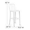 Gael Commercial Grade 30" High White Metal Indoor-Outdoor Barstool with Vertical Slat Back CH-61200-30-WH-GG