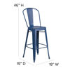 Commercial Grade 30" High Distressed Antique Blue Metal Indoor-Outdoor Barstool with Back ET-3534-30-AB-GG