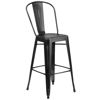 Commercial Grade 30" High Distressed Black Metal Indoor-Outdoor Barstool with Back ET-3534-30-BK-GG