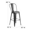 Commercial Grade 30" High Distressed Black Metal Indoor-Outdoor Barstool with Back ET-3534-30-BK-GG