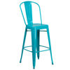 Commercial Grade 30" High Crystal Teal-Blue Metal Indoor-Outdoor Barstool with Back ET-3534-30-CB-GG