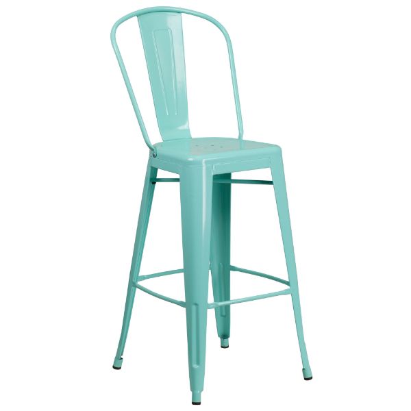 Commercial Grade 30" High Mint Green Metal Indoor-Outdoor Barstool with Back ET-3534-30-MINT-GG