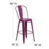 Commercial Grade 30" High Purple Metal Indoor-Outdoor Barstool with Back ET-3534-30-PUR-GG