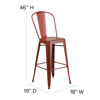 Commercial Grade 30" High Distressed Kelly Red Metal Indoor-Outdoor Barstool with Back ET-3534-30-RD-GG