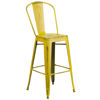 Commercial  Grade 30" High Distressed Yellow Metal Indoor-Outdoor Barstool with Back ET-3534-30-YL-GG