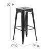 Kai Commercial Grade 30" High Backless Black Metal Indoor-Outdoor Barstool with Square Seat CH-31320-30-BK-GG