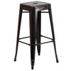 Kai Commercial Grade 30" High Backless Black-Antique Gold Metal Indoor-Outdoor Barstool with Square Seat CH-31320-30-BQ-GG