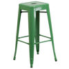 Kai Commercial Grade 30" High Backless Green Metal Indoor-Outdoor Barstool with Square Seat CH-31320-30-GN-GG
