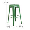 Kai Commercial Grade 30" High Backless Green Metal Indoor-Outdoor Barstool with Square Seat CH-31320-30-GN-GG