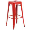 Kai Commercial Grade 30" High Backless Red Metal Indoor-Outdoor Barstool with Square Seat CH-31320-30-RED-GG