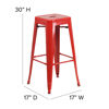 Kai Commercial Grade 30" High Backless Red Metal Indoor-Outdoor Barstool with Square Seat CH-31320-30-RED-GG