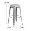 Kai Commercial Grade 30" High Backless Silver Metal Indoor-Outdoor Barstool with Square Seat CH-31320-30-SIL-GG