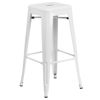 Kai Commercial Grade 30" High Backless White Metal Indoor-Outdoor Barstool with Square Seat CH-31320-30-WH-GG