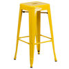 Kai Commercial Grade 30" High Backless Yellow Metal Indoor-Outdoor Barstool with Square Seat CH-31320-30-YL-GG