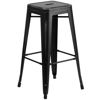 Kai Commercial Grade 30" High Backless Distressed Black Metal Indoor-Outdoor Barstool ET-BT3503-30-BK-GG