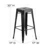 Kai Commercial Grade 30" High Backless Distressed Black Metal Indoor-Outdoor Barstool ET-BT3503-30-BK-GG