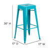 Kai Commercial Grade 30" High Backless Crystal Teal-Blue Indoor-Outdoor Barstool ET-BT3503-30-CB-GG