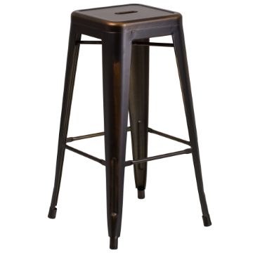 Kai Commercial Grade 30" High Backless Distressed Copper Metal Indoor-Outdoor Barstool ET-BT3503-30-COP-GG Kai Commercial Grade 30" High Backless Distressed Copper Metal Indoor-Outdoor Barstool ET-BT3503-30-COP-GG