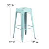 Kai Commercial Grade 30" High Backless Distressed Green-Blue Metal Indoor-Outdoor Barstool ET-BT3503-30-DB-GG