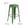 Kai Commercial Grade 30" High Backless Distressed Green Metal Indoor-Outdoor Barstool ET-BT3503-30-GN-GG