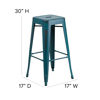 Kai Commercial Grade 30" High Backless Distressed Kelly Blue-Teal Metal Indoor-Outdoor Barstool ET-BT3503-30-KB-GG