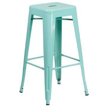 Kai Commercial Grade 30" High Backless Mint Green Indoor-Outdoor Barstool ET-BT3503-30-MINT-GG Kai Commercial Grade 30" High Backless Mint Green Indoor-Outdoor Barstool ET-BT3503-30-MINT-GG