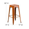 Kai Commercial Grade 30" High Backless Distressed Orange Metal Indoor-Outdoor Barstool ET-BT3503-30-OR-GG