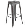 Kai Commercial Grade 30" High Backless Distressed Silver Gray Metal Indoor-Outdoor Barstool ET-BT3503-30-SIL-GG
