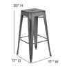 Kai Commercial Grade 30" High Backless Distressed Silver Gray Metal Indoor-Outdoor Barstool ET-BT3503-30-SIL-GG
