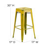 Kai Commercial Grade 30" High Backless Distressed Yellow Metal Indoor-Outdoor Barstool ET-BT3503-30-YL-GG