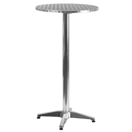 Mellie 23.25" Round Aluminum Indoor-Outdoor Bar Height Table with Flip-Up Table TLH-059A-GG